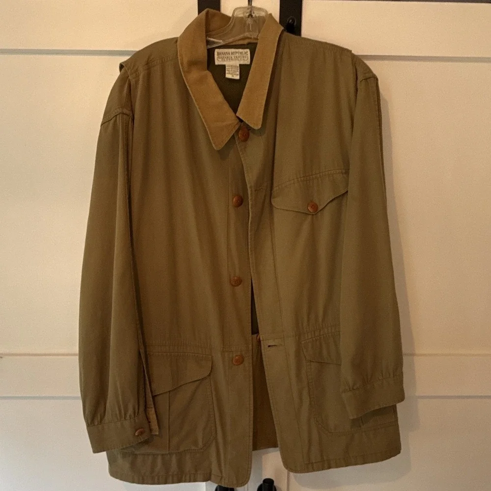 Banana Republic Safari & Travel Field Jacket Mens M Brown Canvas Button Front